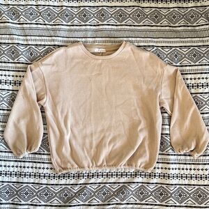 elodie ribbed balloon sleeve crewneck top